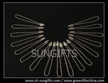 Steel nickel plated ball chain with special connector for holding keys