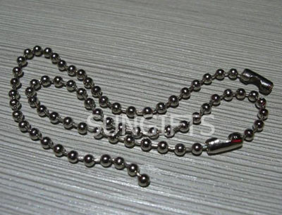 Steel nickel plated ball chain with special connector for holding keys