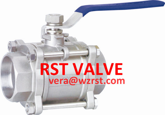 Stainless Steel 3PC Screwed Ball Valve with Lockable Handle, 1000WOG